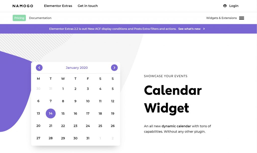 Elementor Extras Calendar
