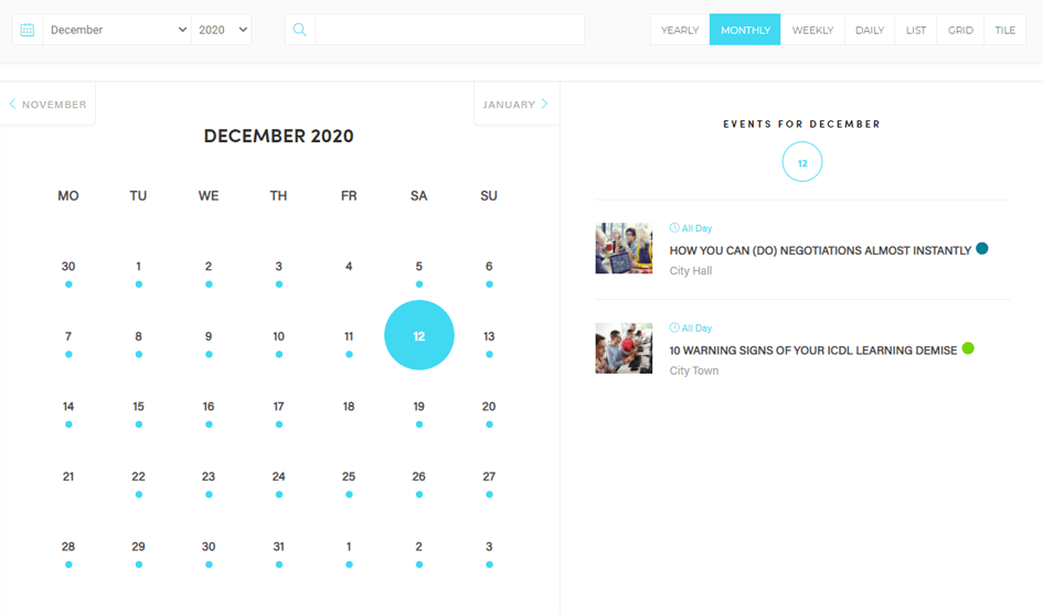 modern event calendar