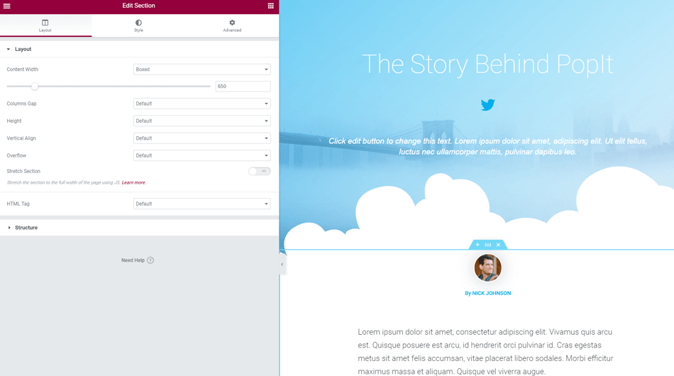 blog post design Elementor