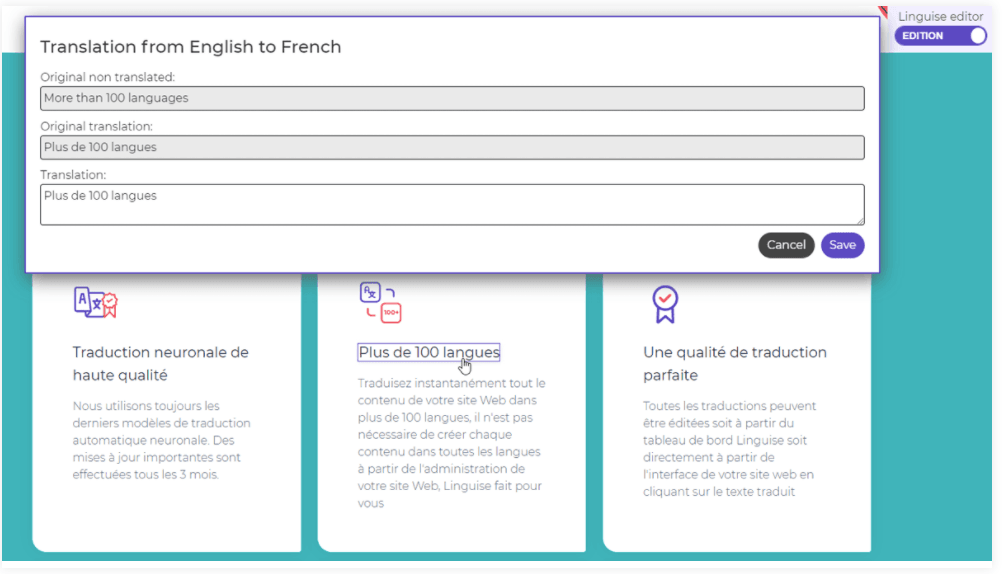 editer une traduction