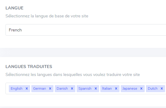 selection langues