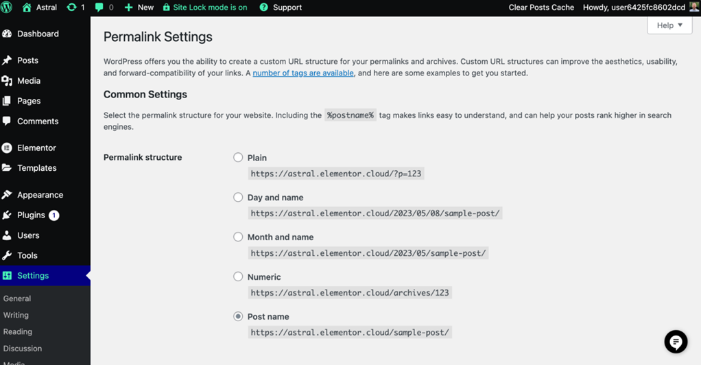url wordpress