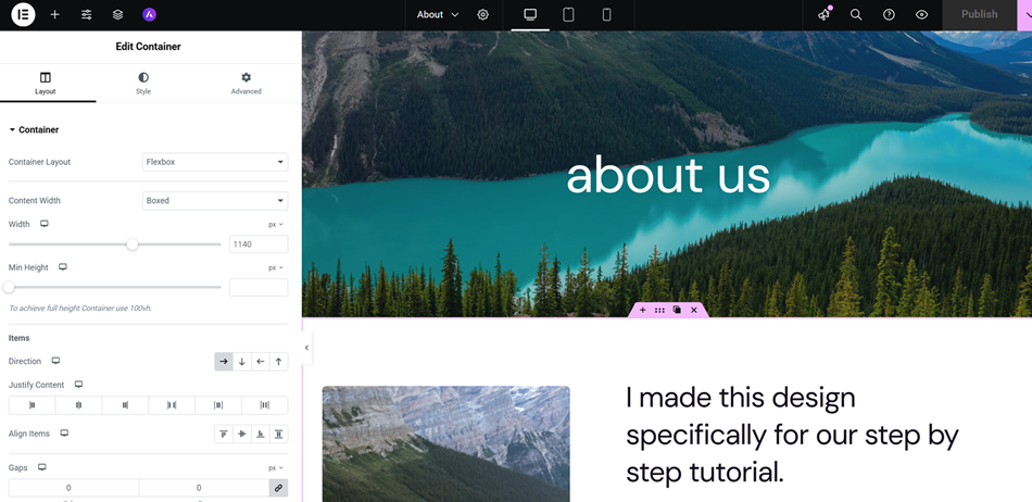 Container flexbox